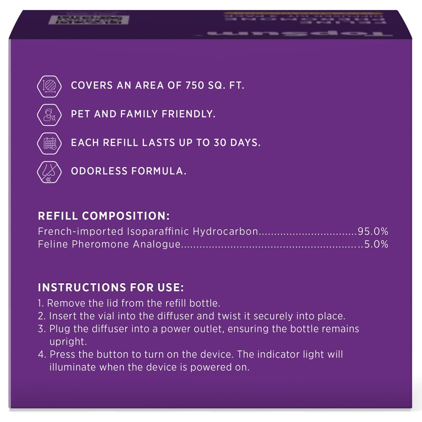 TopSum Cat Calming Pheromone Diffuser: Feline Pheromones Plug in for Stress, Alone At Home, Spraying, Fighting, Scratching, Aggression & Excessive Meowing (Purple– 6 Refills)