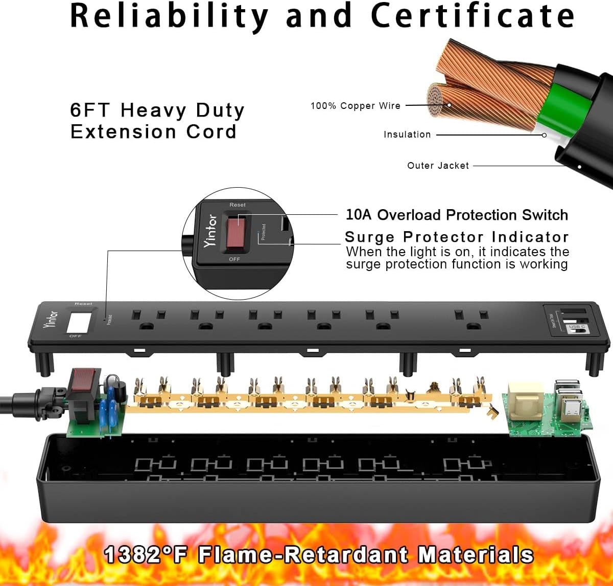 6Ft Power Strip Surge Protector - A Game-Changer for Your Home, Office, or Dorm