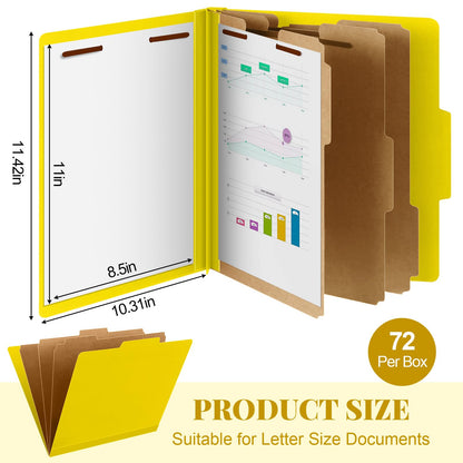 Skyygemm 60 Pcs Classification Folders Letter Size, 3 Divider Pressboard File Folder with Fasteners, Expanding File Organizer Bulk for Documents, Projects, Reports, School Teacher, Office (Orange)