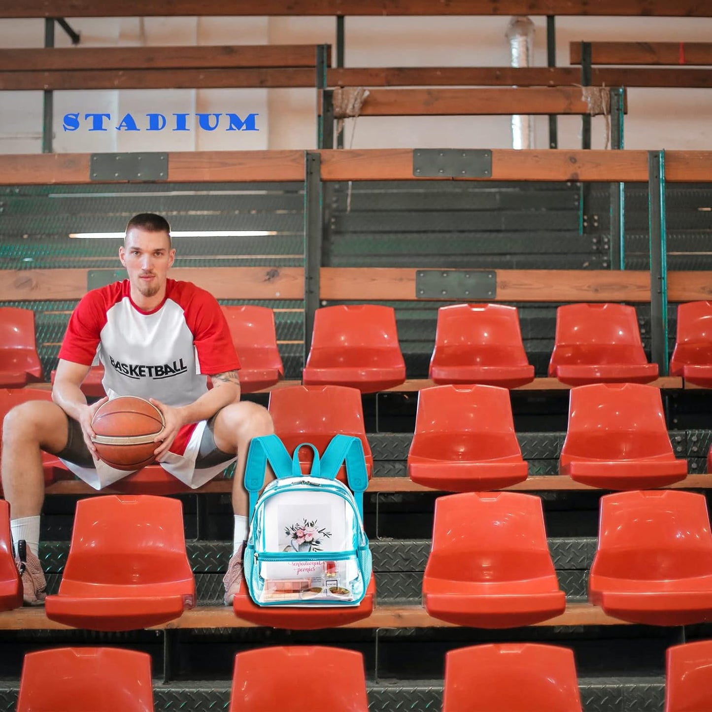 Mini Transparenter Rucksack 12x12x6 Stadion Zugelassener Plastik-Rucksack