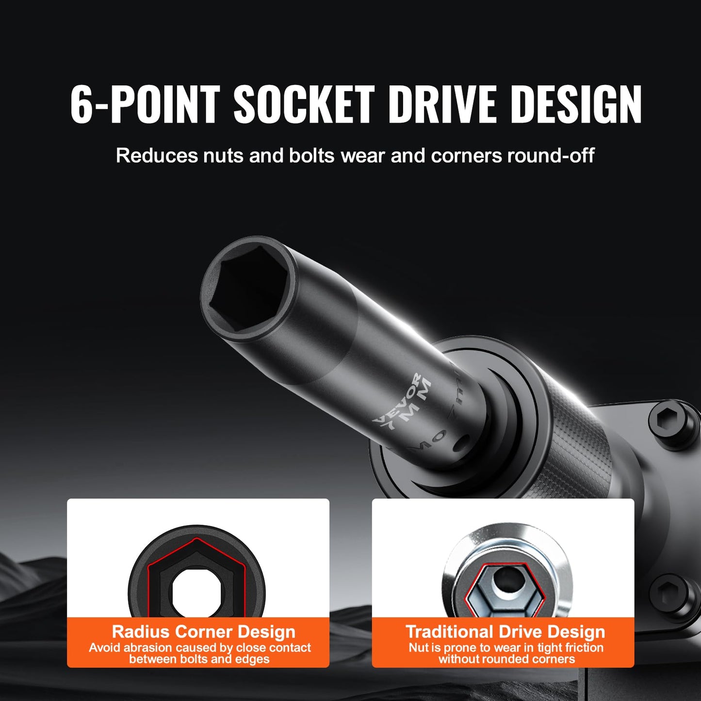 VEVOR 91-Piece 1/2" Drive Impact Socket Set, SAE (5/16" to 1-1/4") & Metric (8 to 32 mm), CR-V, Deep & Shallow, 6 Point, Ratchet Handle, Universal Joint, Adapters, Extension Bars (3, 5, 10 in)