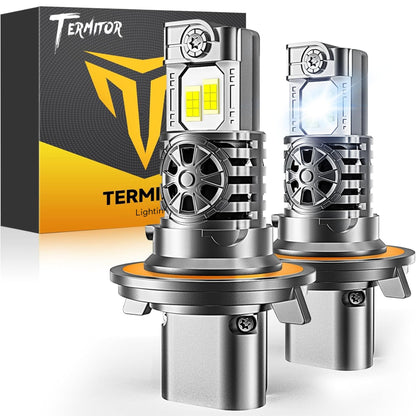 Termitor 2026 Upgraded H4/9003/HB2 Light Bulbs, 90,000LM 15X Super Bright Hi/Low Beam, 6500K Cool White H4 9003 Fog Lights, 1:1 Halogen Size Automotive Replacement IP68 Waterproof, Pack of 2