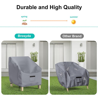 Patio Chair Covers for Outdoor Furniture Waterproof 2 Pack, Lawn Chair Covers 600D Heavy Duty Oxford Cloth, Large Covers for Lounge Lawn Deep Seat 38" W x 31" D x 29" H-Brown