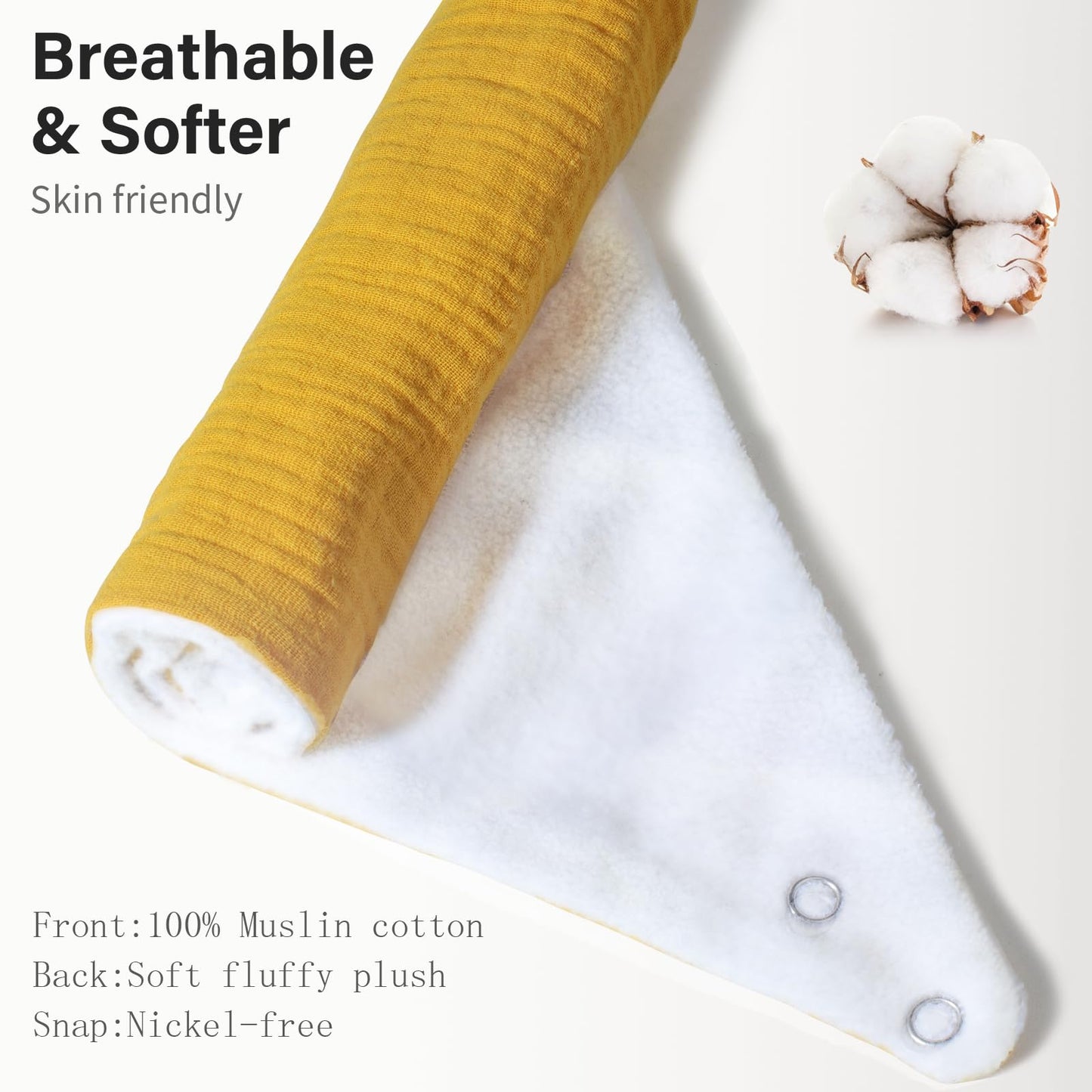 NISXABEBE Musselin-Baby-Lätzchen, 6er-Pack, Baby-Bandana-Spucktücher aus 100 % Baumwolle für Jungen und Mädchen, unifarbene Lätzchen für Spucken und Zahnen (Jungen)