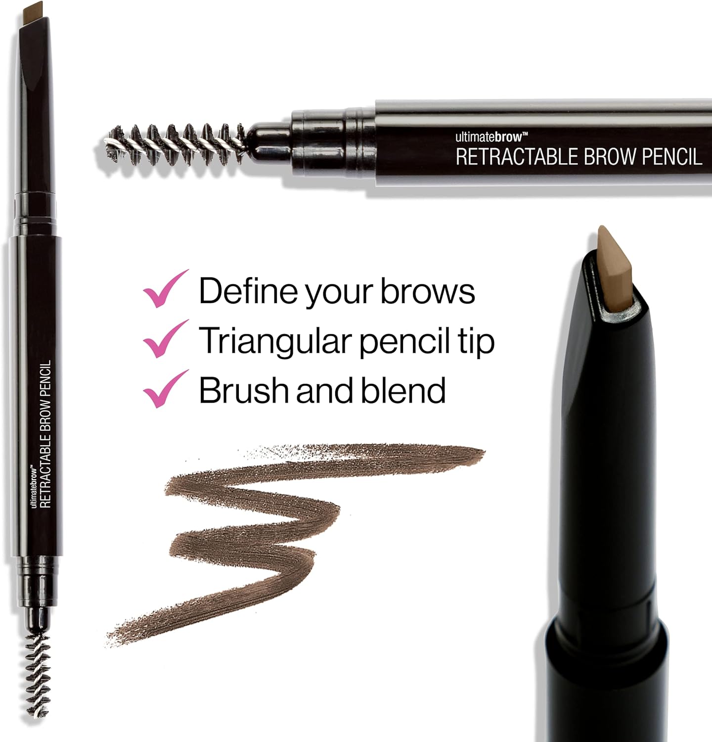 wet n wild Ultimate Eyebrow Retractable Definer Pencil, doppelseitig, feine Spitze, formt, definiert, füllt Augenbrauen aus - Dark Brown