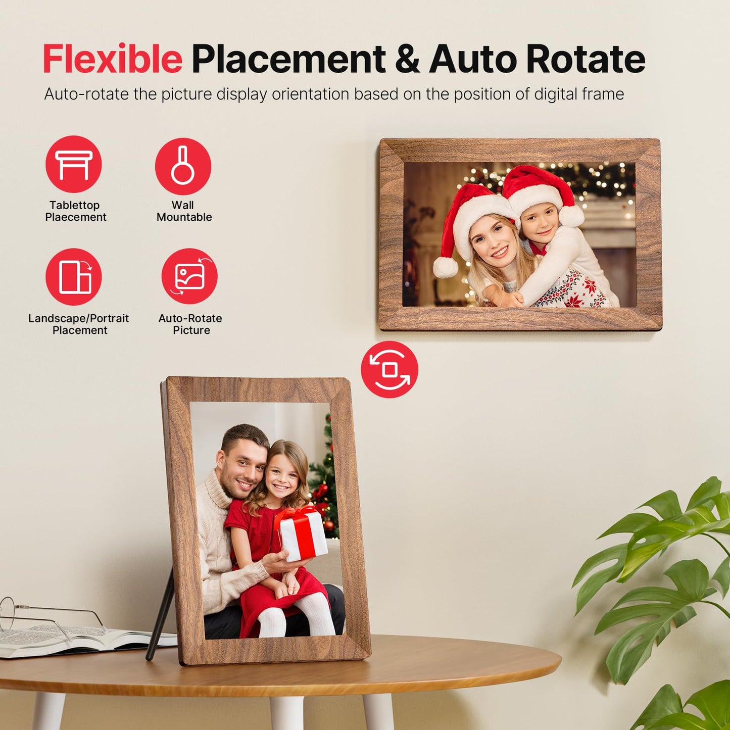Frameo 10.1 Inch WiFi Digital Picture Frame, Smart Cloud Electronic Photo Frame with HD IPS Touch Screen Slideshow 32GB Memory Auto-Rotate Wall Mount, Share Photos/Videos from Phone - Gifts for Mom