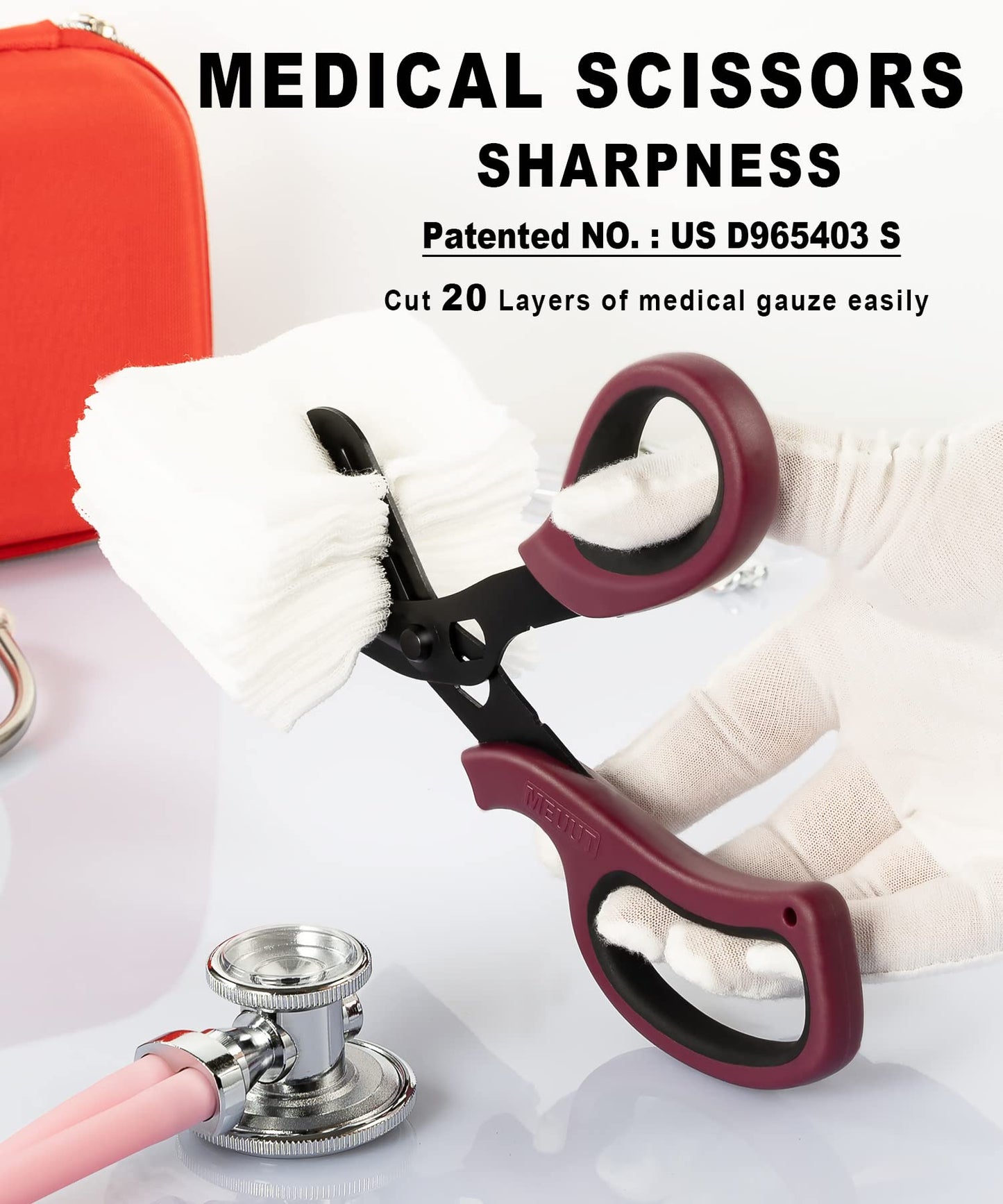MEUUT 2 Pack Medical Scissors Trauma Shears for Left and Right Hand -Patented Bandage Scissors All Purpose with Non-Stick Blades, Surgical Grade Shears Stainless Steel EMT Scissors for Nurses EMT