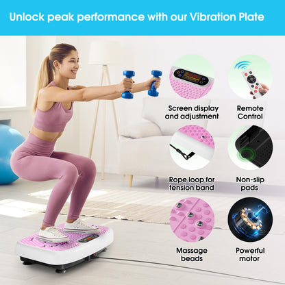 SoftGym Waver Vibration Plate Exercise Machine for Lymphatic Drainage Weight Loss,120 Speed Levels Vibrating Platform with Resistance Bands,Full-Body Workout Equipment for Muscle Activation