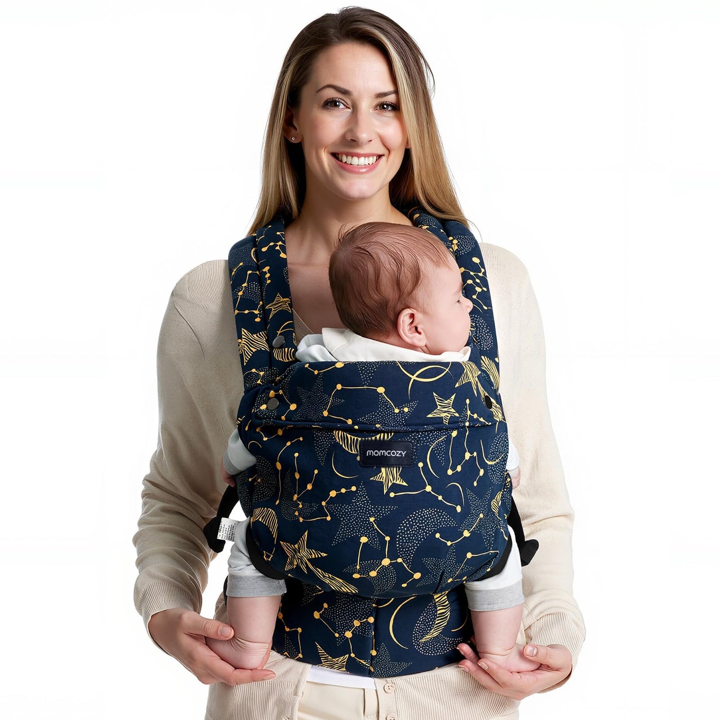 Momcozy Baby Carrier Newborn to Toddler - Ergonomic, Cozy and Lightweight Infant Carrier for 7-44lbs, Effortless to Put On, Ideal for Hands-Free Parenting, Enhanced Lumbar Support, Black