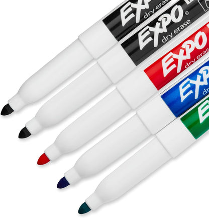 EXPO Whiteboard-Marker-Set, Keilspitze, verschiedene Farben, Radiergummi, Sprühreiniger, 6 Stück