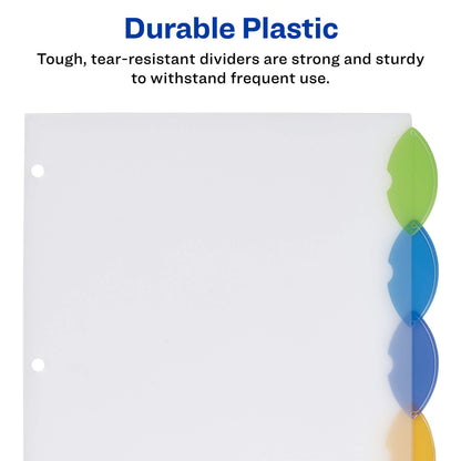 Avery Insertable Style Edge Plastic Dividers for 3 Ring Binders, 5-Tab Sets, Multicolor, 24 Sets, 120 Divider Tabs (11200)