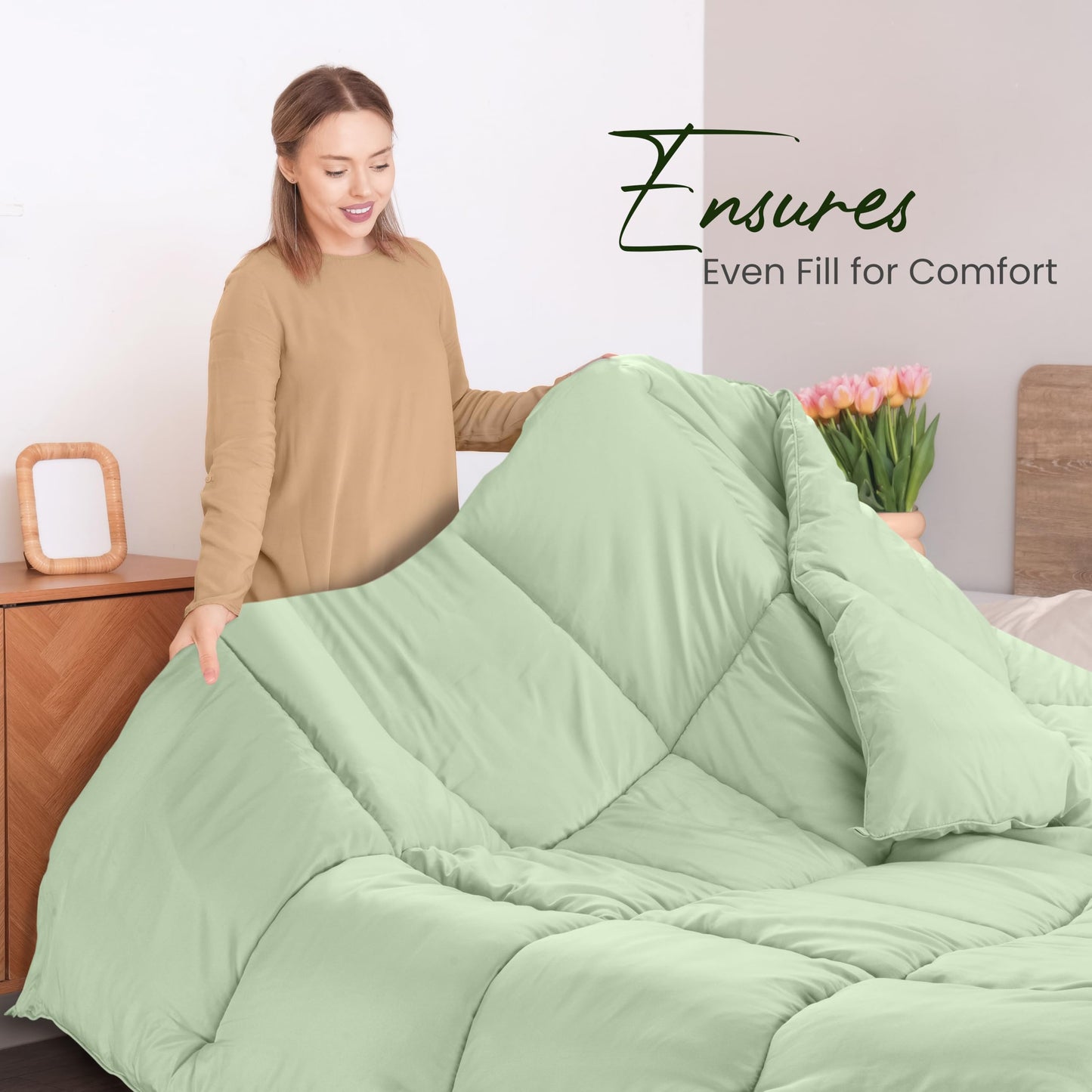 Utopia Bedding Steppbetten Queen-Größe, Ganzjahres-Bettdeckeneinlage, Daunenalternative Box-gesteppte Bettdecke mit Ecklaschen, Maschinenwaschbar (Weiß)