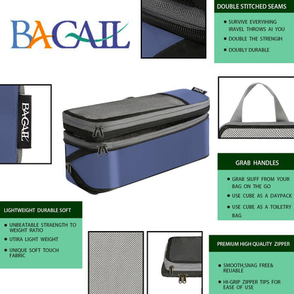 BAGAIL 4er-Set Kompressions-Packwürfel Reise-erweiterbare Packorganizer (Schwarz, 4er-Set)