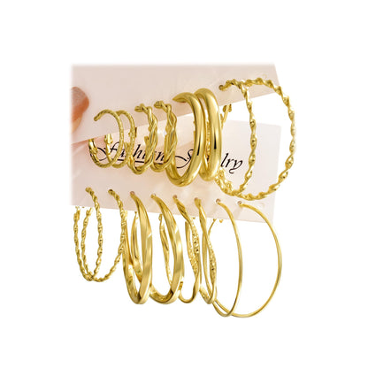 Gold-big hoops-8 pairs
