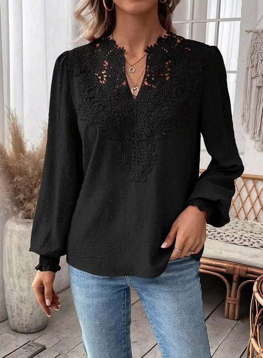 Falechay Womens Tops Swiss Dot Boho Long Sleeve Shirts