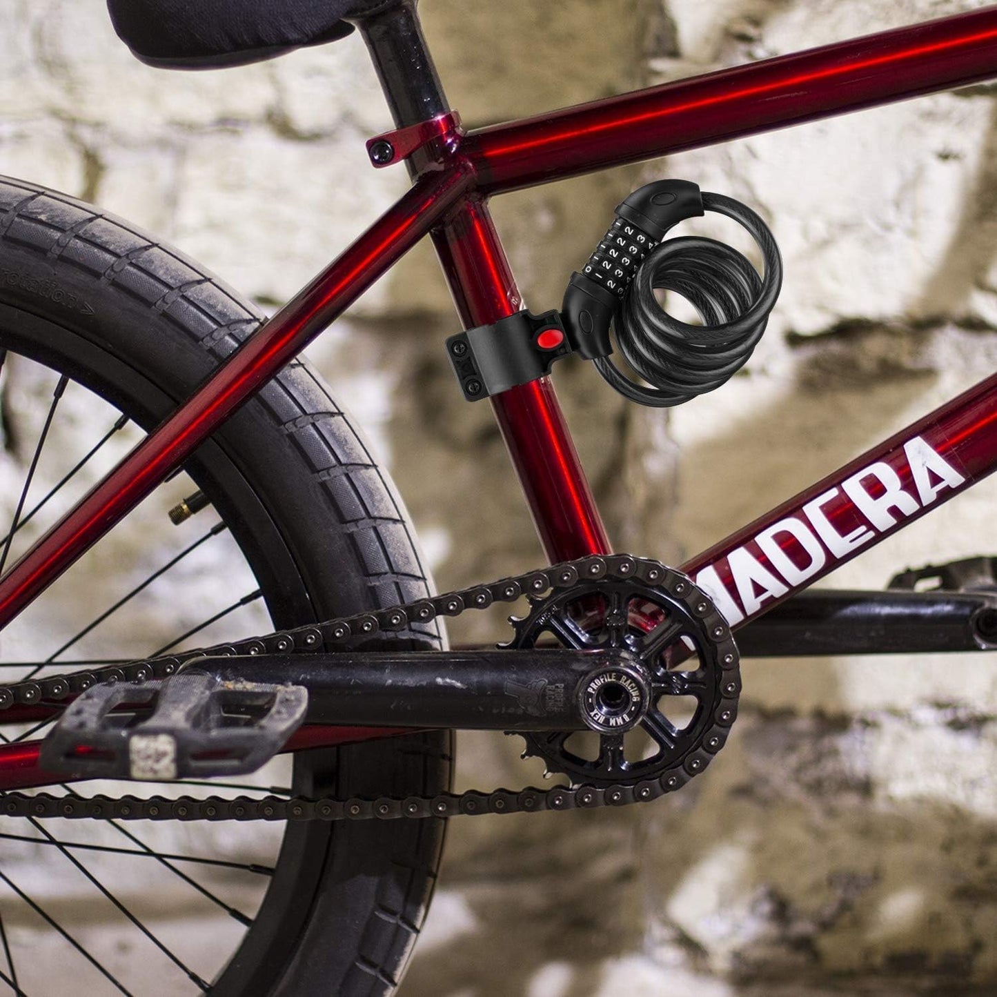 Opaza Fahrradschloss mit 5-stelligem Code, 1,2 m/4 Fuß Fahrrad-Kabelschloss, leichtes & sicheres Fahrradkettenschloss für Fahrrad, Mountainbike, E-Bike, Scooter