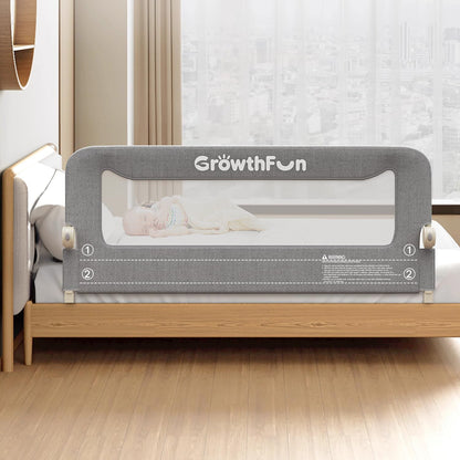 Foldable Bed Rail for Toddlers, 71in Reinforced Carbon Steel Frame&Connectors, Breathable Cationic Fabric - Safety Toddler Bed Rails for Queen, King, Twin, Full, No-Tool Setup.