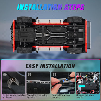 Nilight 4Pcs Car Underglow Neon Accent Strip Lights 252 LEDs RGB 8 Color Sound Active Function Music Mode with Wireless Remote Control Underbody Light Strips for Cars Van SUV Truck