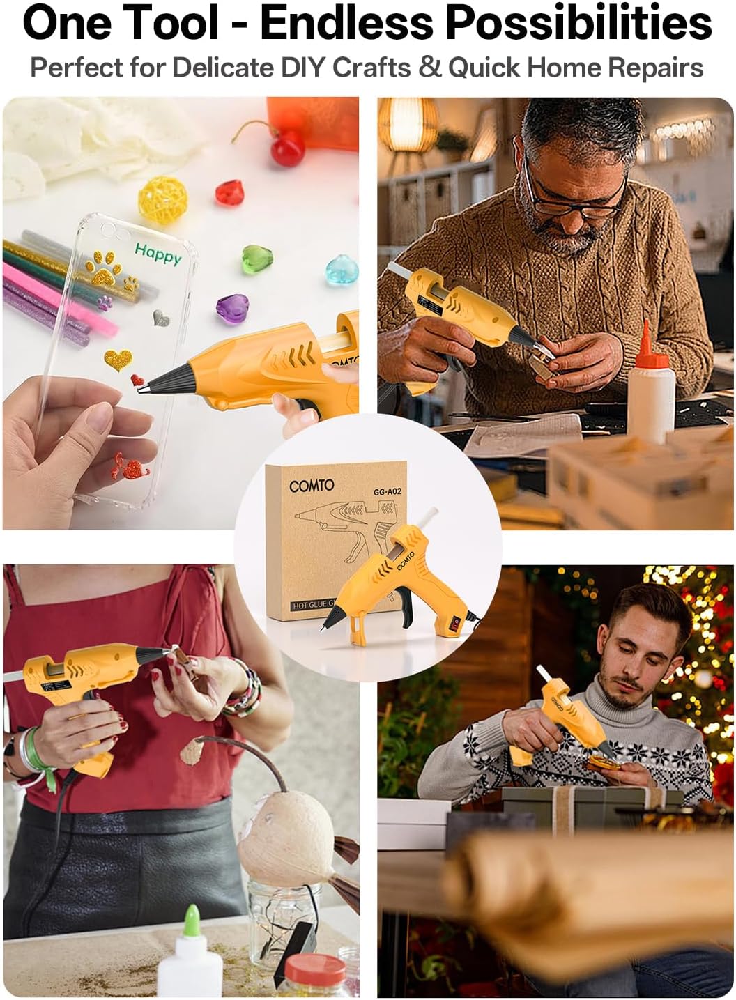 Heißklebepistolen-Set mit 30 Klebesticks, 20W Schnellaufheizende Mini-Heißklebepistole und Klebesticks-Set für Schulbasteleien, Heimwerkerbedarf, Kunsthandwerk und schnelle Reparaturen zu Hause, Weiß