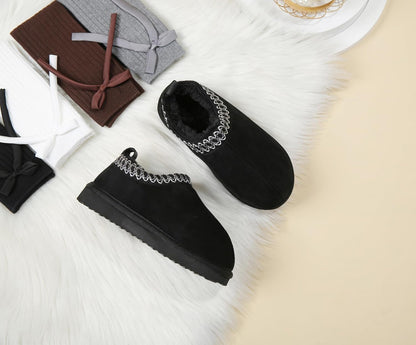 SMajong Kinder Hausschuhe Plüsch Warm Mädchen Flauschige Hausschuhe Jungen Plateau Pantoffeln Slip-on Schuhe Winter Innen Außen