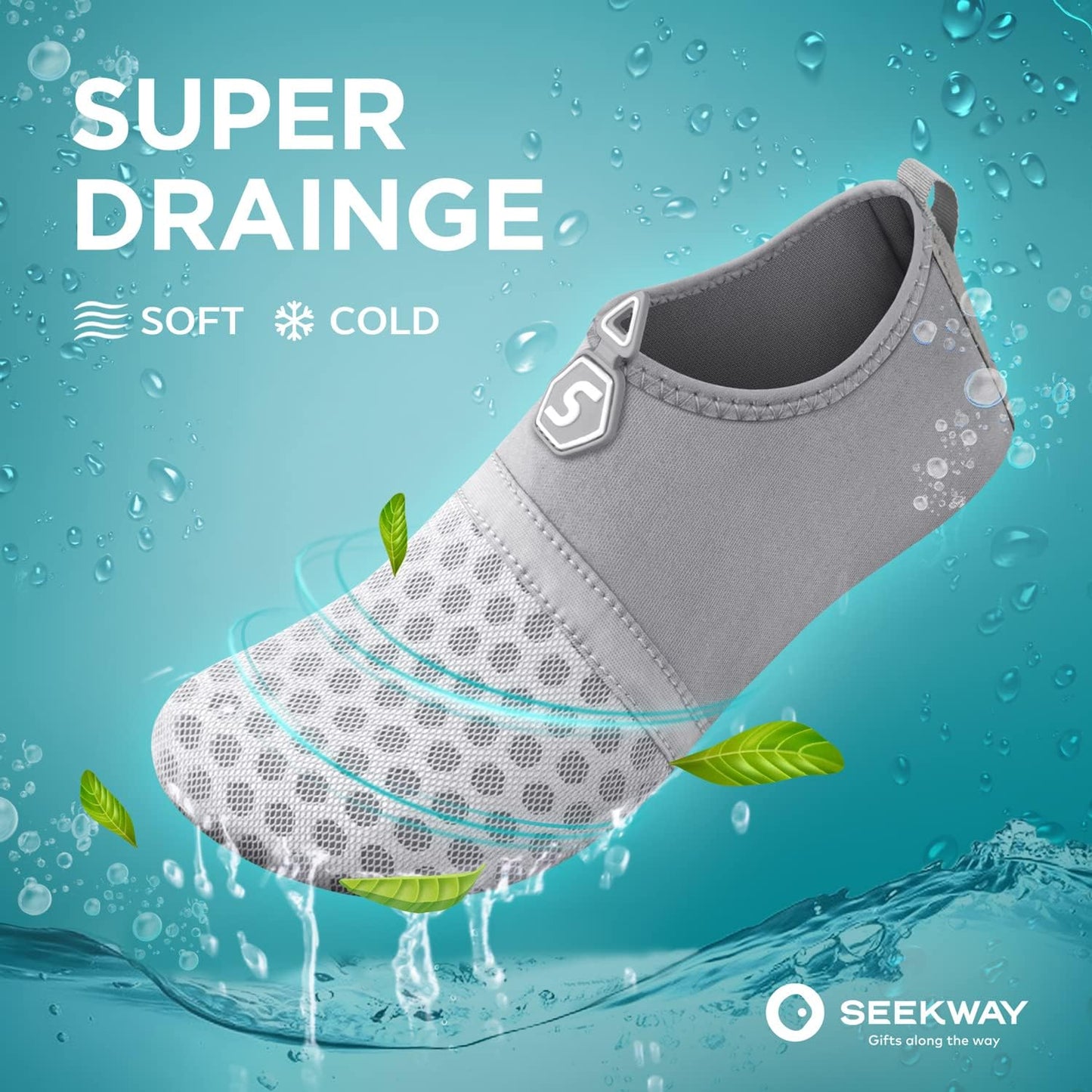SEEKWAY Wasserschuhe Damen Herren Schnelltrocknend Badeschuhe Aquaschuhe Barfuß Rutschfest Schwimmen Pool Outdoor Surfen Fluss See Yoga