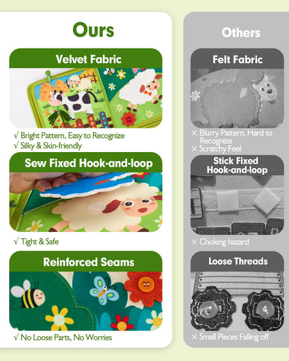 hahaland Busy Book für Kleinkinder 1-3 – Montessori Spielzeug Activity Board für 1-jährige Jungen Mädchen Lernspielzeug Leise Aktivitätsbücher Geschenke Kleinkind Osterkorb Füller Einjährige Reisespielzeuge