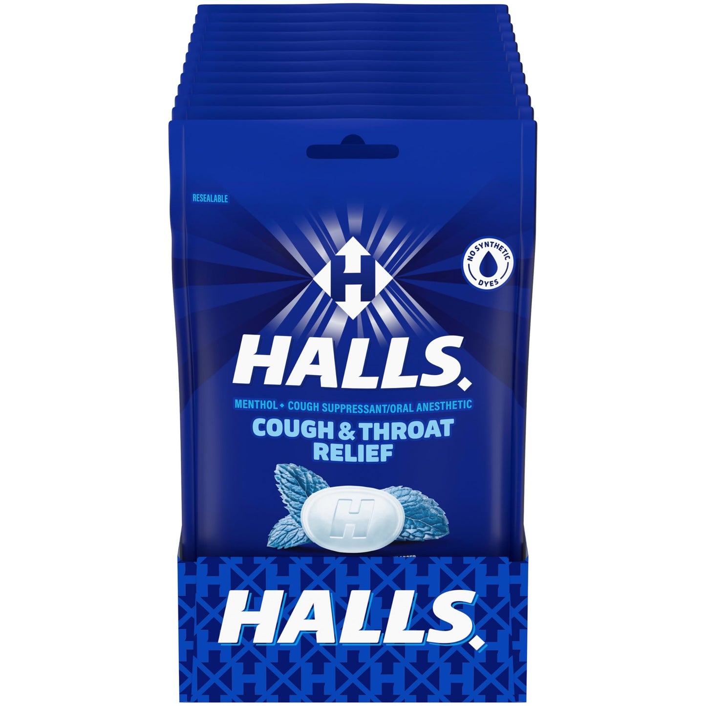 Halls Cough and Throat Relief Mentho-Lyptus Cough Drops, 12 Bags of 30 (360 Total Drops)