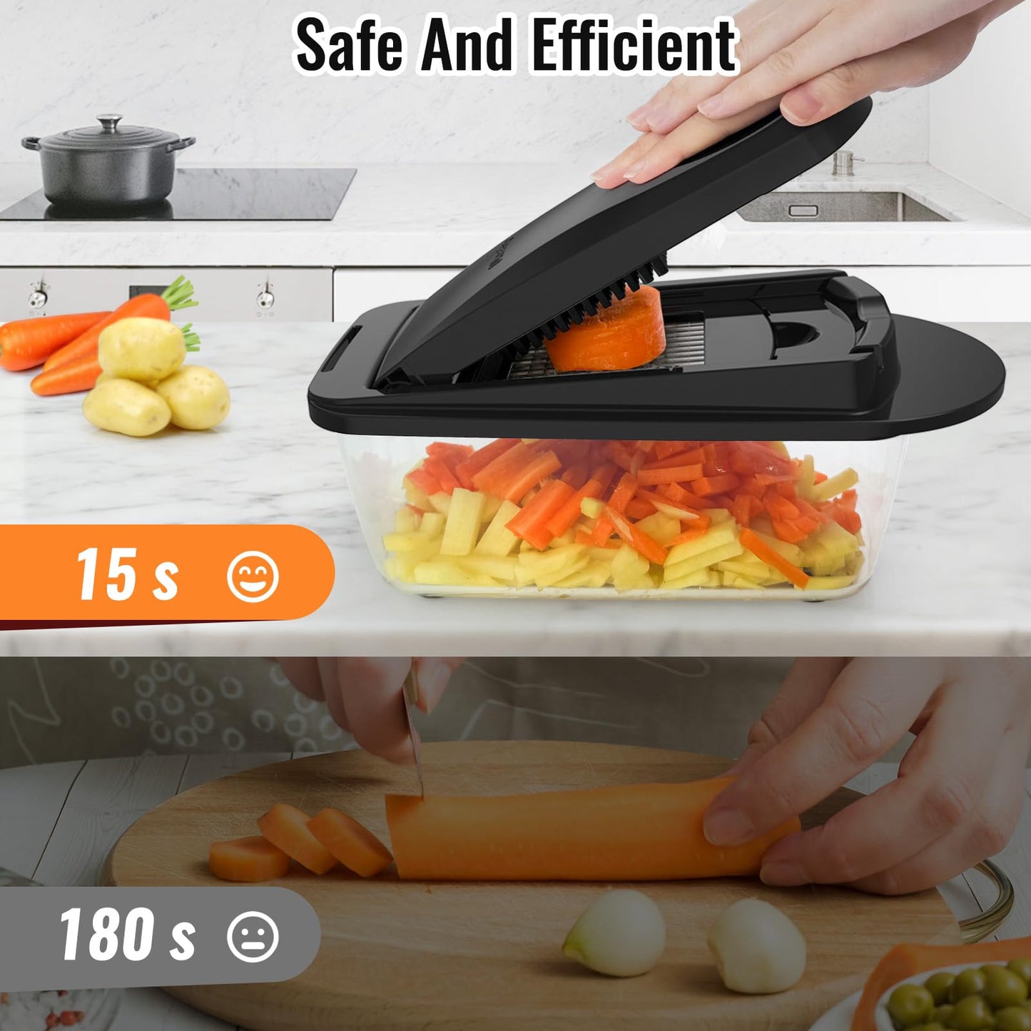 8 Blade All-in-1 Vegetable Chopper Mandoline Slicer with Container, Food Chopper, Onion Chopper, Veggie Cutter for Salad, Kitchen Gadgets Accessories Essentials, White