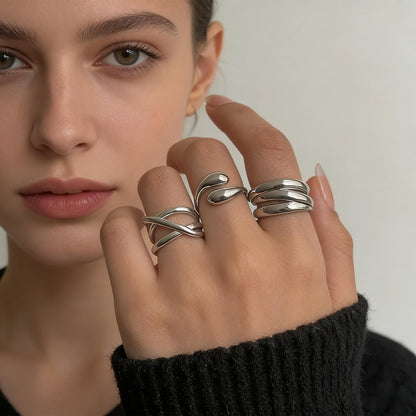 YEEZII Chunky Gold Rings for Women Non Tarnish, 18K Gold Plated Stackable Thumb Ring, Statement Women Rings Set