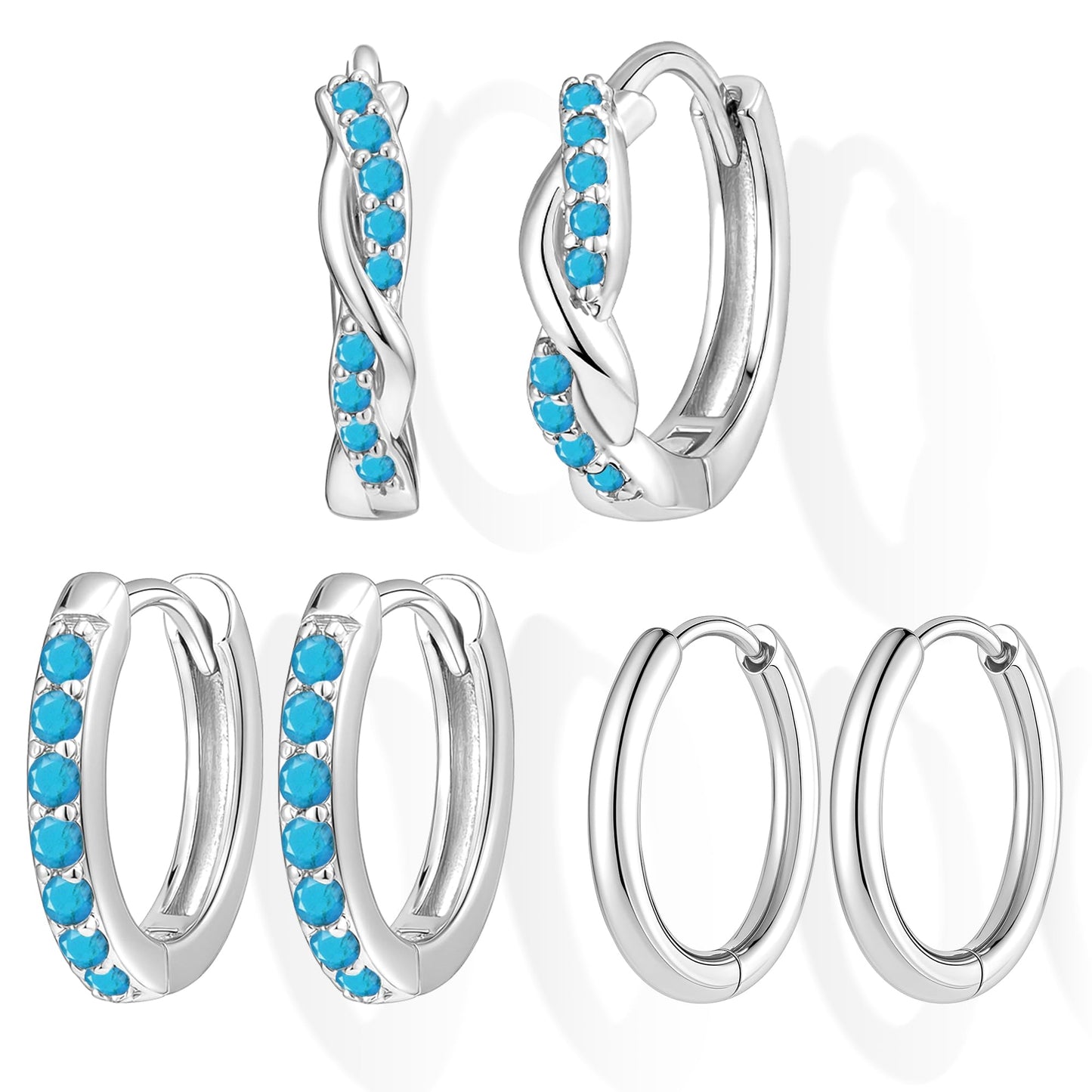 Inerney 14K Gold Plated Huggie Hoop Earrings for Women, Small Sterling Silver Earring Set Hypoallergenic Cartilage Helix Stacks, Mini Dainty Cute Trendy Birthstone Jewelry Gift for Multiple Piercings