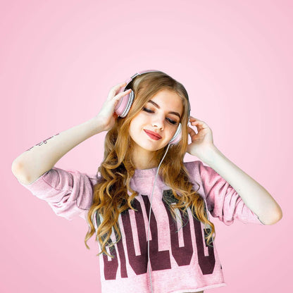 LORELEI X6 Over-Ear Kabelgebundene Stereo-Bass-Kopfhörer mit Mikrofon, Leicht, Faltbar & Portabel mit 1,45M Kabel ohne Verheddern für Smartphone, Tablet, MP3/4, Space Black