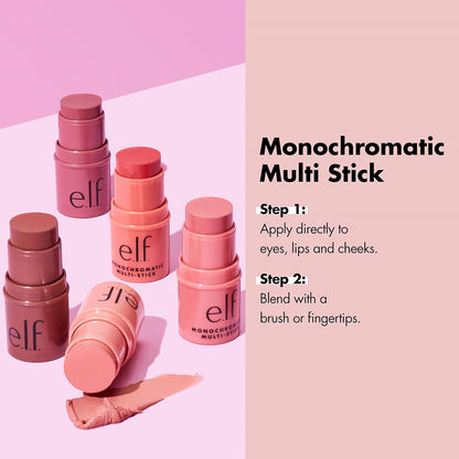 e.l.f. Monochromatic Multi Stick, luxuriös cremige & verblendbare Farbe, für Augen, Lippen & Wangen, Dazzling Peony, 0.17 Oz (5 g)