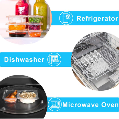 2 Pack Snackle Box –Air Tight Snack Containers with Divided, Lids&Handle –Clear Serving Tray for Fruits, Candy, Nuts –Portable for Travel, Parties, Daily Use (8 Containers Dishwasher Safe)