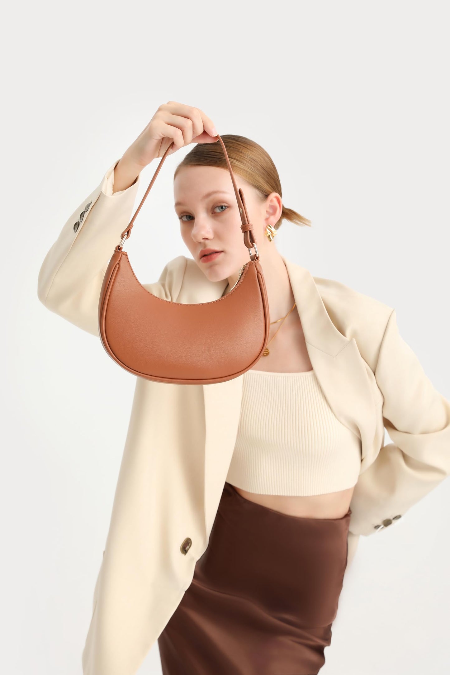 Barabum Kleine Umhängetasche für Damen, halbmondförmige Geldbörse, Y2K Trend Clutch Handtaschen