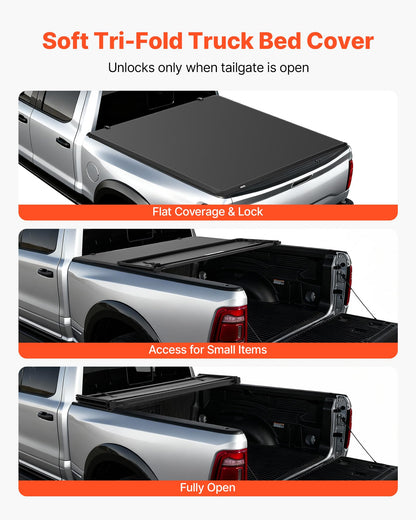 VEVOR Weiche aufrollbare Ladeflächenabdeckung, kompatibel mit 2019–2024 Dodge Ram 1500 Classic, 2003–2025 Ram 2500 3500, passend für 1,95 m (6 Fuß 4 Zoll/76 Zoll) Ladefläche, PVC-Abdeckung mit Aluminiumlegierungsstangen