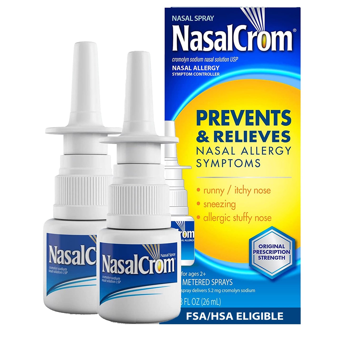NasalCrom Nasal Spray Allergy Symptom Controller | 200 Sprays | .88 FL OZ,(Pack of 4)