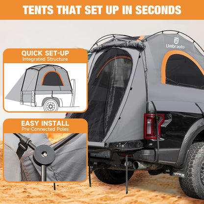 Truck Bed Tent 5.5-6ft: Easy Set Up Umburato Pickup Truck Tents for Camping, Waterproof PU3000mm Canopy for Truck Camper, Portable, Spacious for 2 Person Green