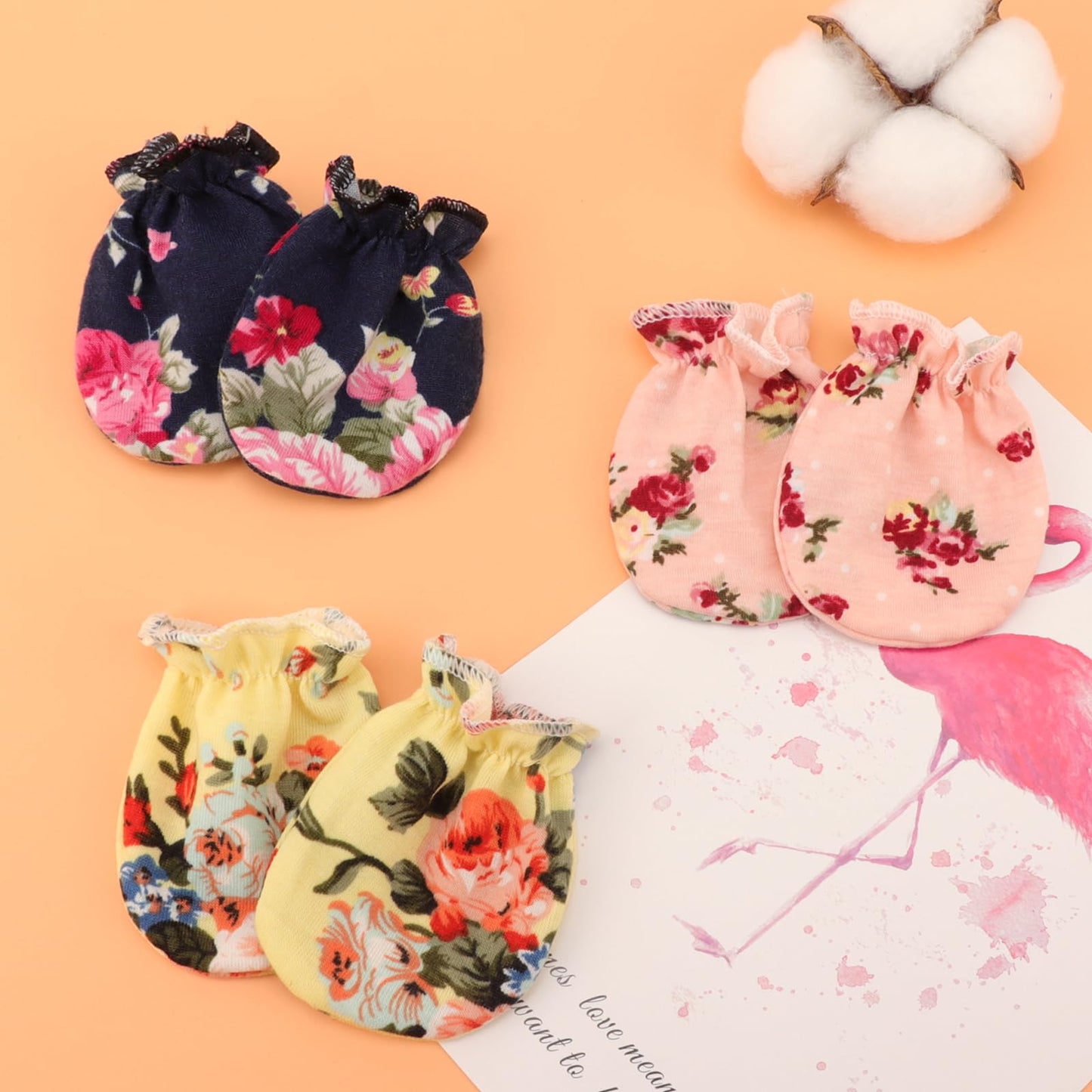 BQUBO Baby Fäustlinge Kratzschutz Handschuhe aus Baumwolle mit elastischem Bündchen Hypoallergen für Neugeborene und Babys von 0-6 Monaten Jungen und Mädchen