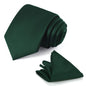 JUNMEISI Black Tie Set in Gift Box Mens Solid Color 3.15" (8CM) Black Necktie and Pocket Square Set