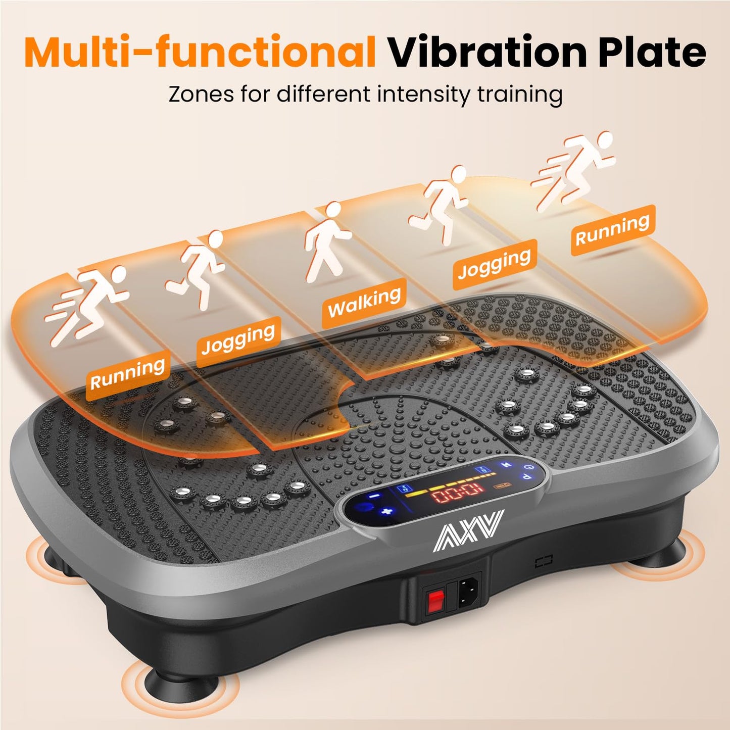 AXV Vibration Plate Fitness Platform Exercise Machine Vibrating Shaking Full Body Shaker Workout Vibrate Stand Shake Board Sport for Weight Loss Fat Burner for Gym Home Office