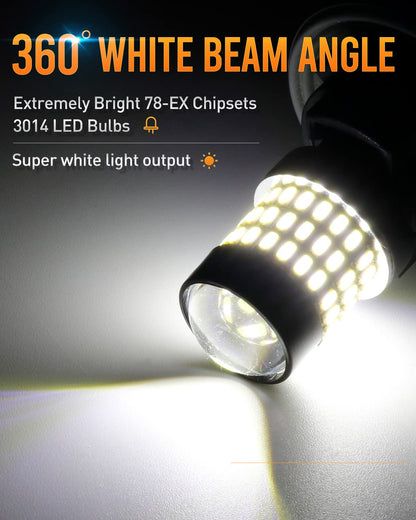 LUYED 3157 LED Bulbs Reverse Light Xenon White 1800 Lumens Super Bright 78 SMD 3056 3156 3057 4157 LED Bulbs,Used for Back Up Reverse Lights,Brake Lights,Tail Lights,Turn Signal Lights,Pack of 2