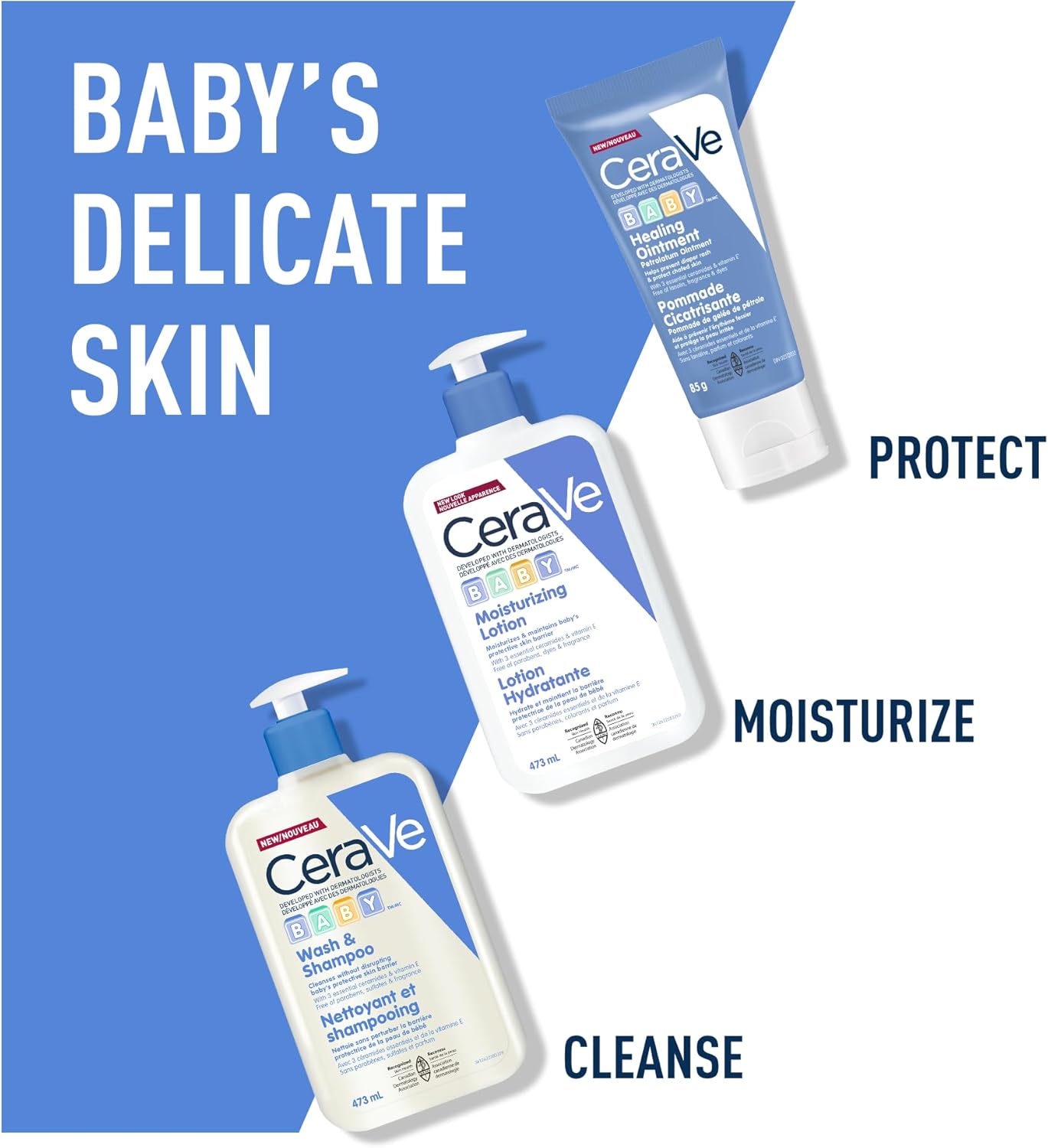 CeraVe BABY Moisturizing Lotion, Gentle Skin Care for Face & Body with Ceramides, Hyaluronic Acid, Niacinamide & Vitamin E. Fragrance-Free, Paraben-Free, Dye-free. Sensitive skin, non-greasy, 473ML