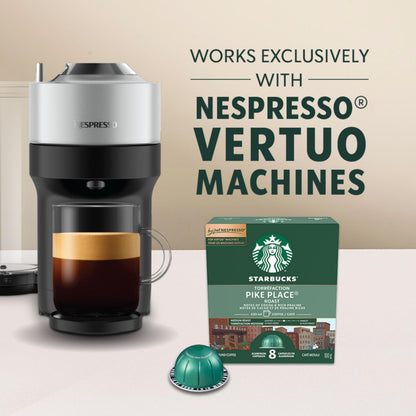 Starbucks By Nespresso Pike Place Roast Kaffeekapseln, Mittlere Röstung, Nespresso Vertuo Line Kompatible Kapseln, 8 Kaffeekapseln