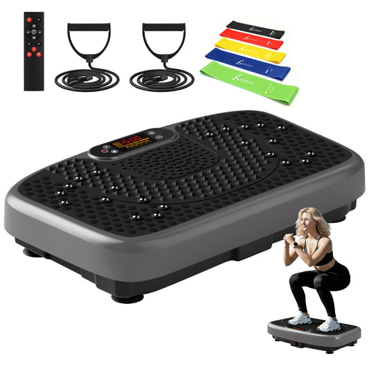 SoftGym Waver Vibration Plate Exercise Machine for Lymphatic Drainage Weight Loss,120 Speed Levels Vibrating Platform with Resistance Bands,Full-Body Workout Equipment for Muscle Activation