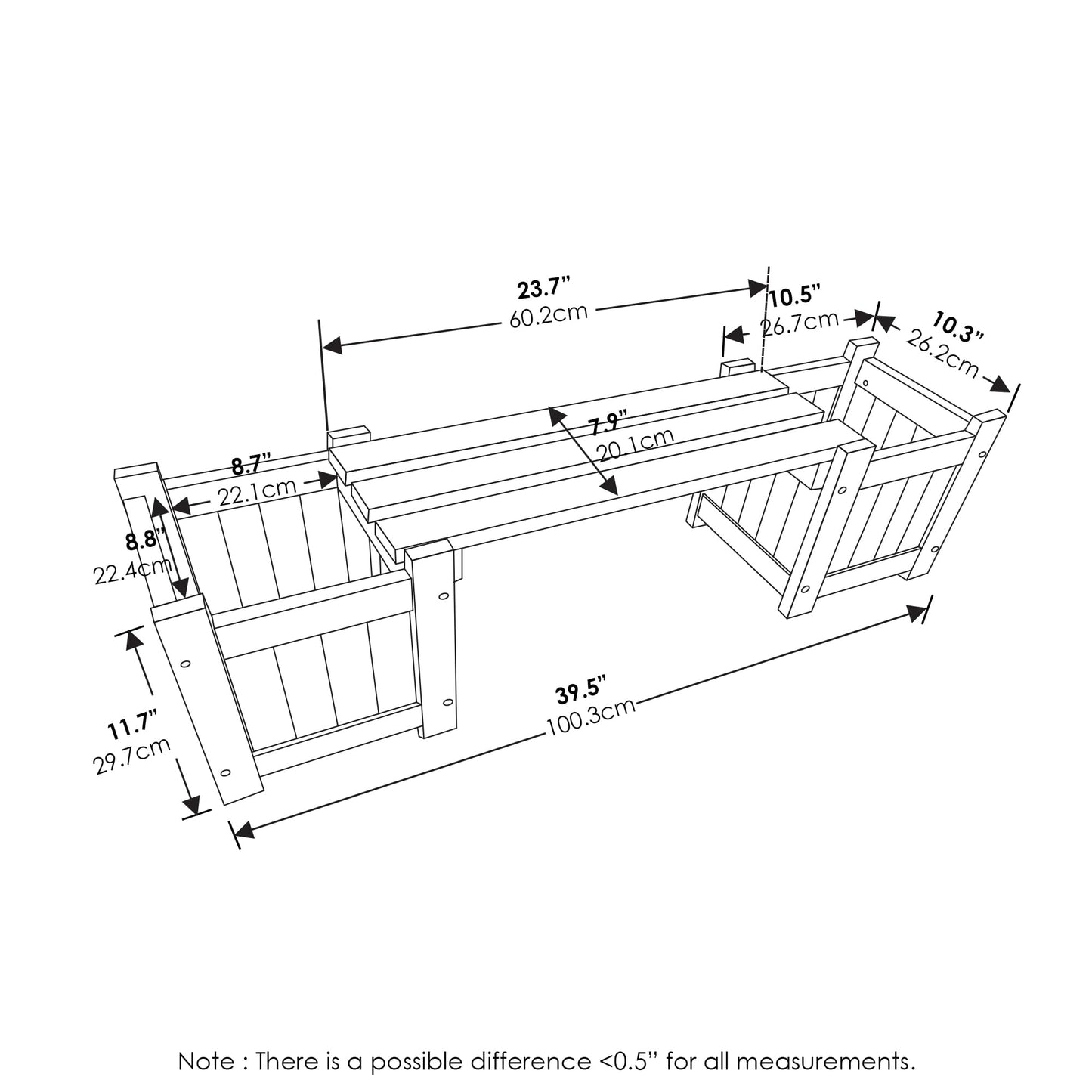 Furinno FG17478 Tioman Outdoor Patio Furniture Hardwood Potting Bench, Natural