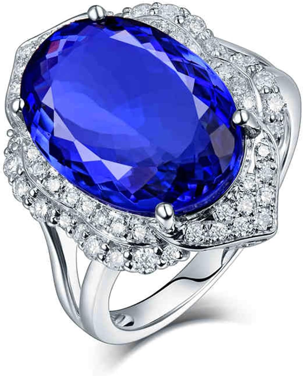 Wedding Rings for Womens, White Gold Infinity Ring 8.45 ct Tanzanite Diamond Rings Party Travel Jewelry (White Gold)