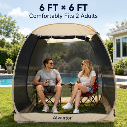 Alvantor Pop Up Screen House Tent, Instant Outdoor Gazebo with Mosquito Netting & UPF 50+ Sun Protection, Portable Canopy Shelter for Patio, Backyard, Camping (2-10 Person)