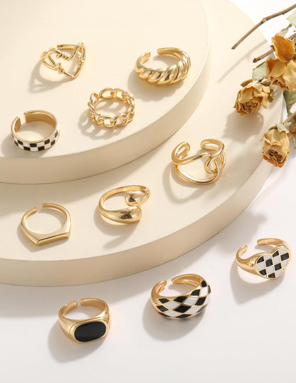 YEEZII Chunky Gold Rings for Women Non Tarnish, 18K Gold Plated Stackable Thumb Ring, Statement Women Rings Set