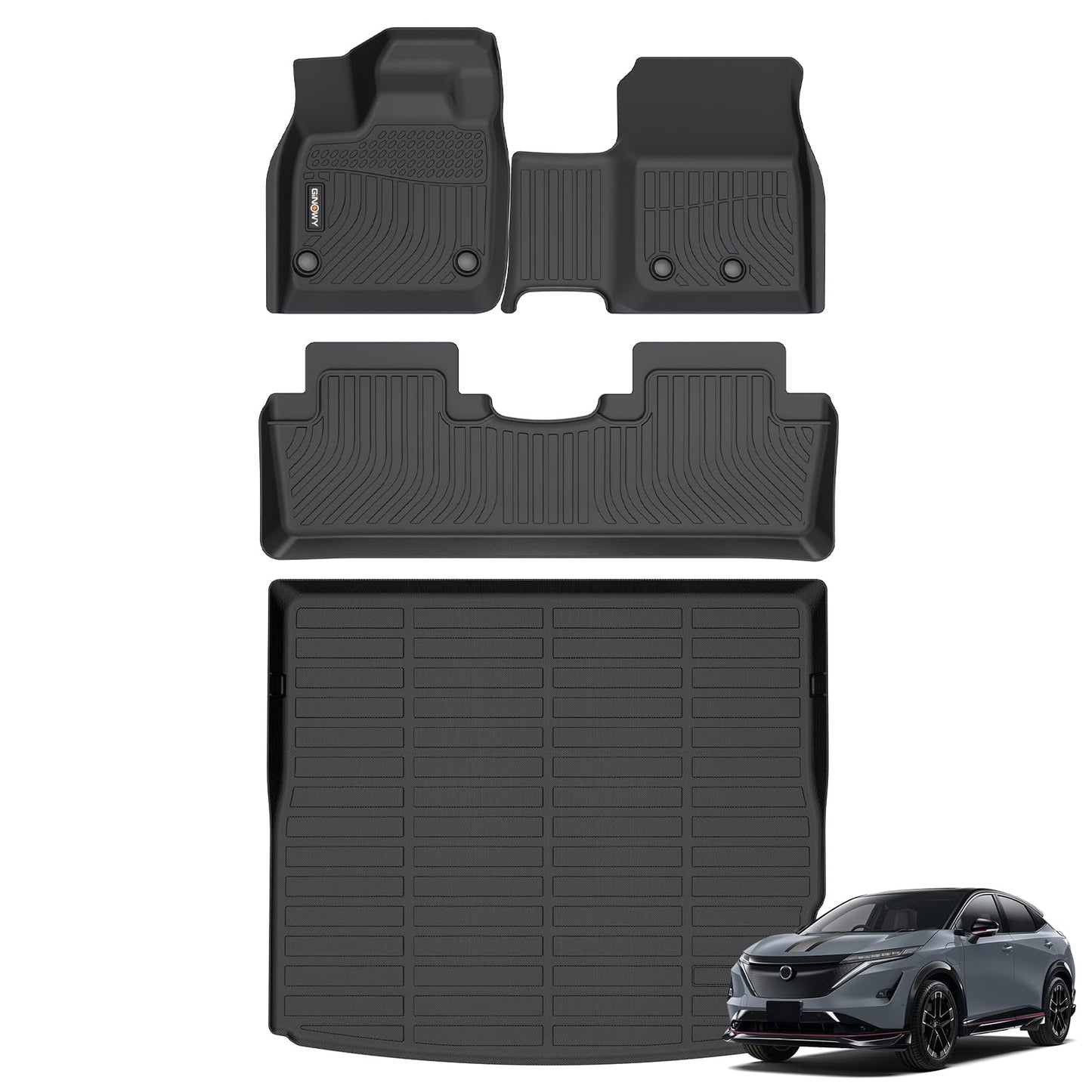 GINOWY-Floor Mats for Toyota 4Runner 1996-2002,1st+2nd Row,TPE All Weather Car Mats Custom Fit Rubber Floor Liners Car Accessories for Toyota 4Runner