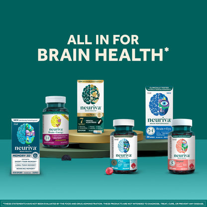 NEURIVA Plus Brain Supplements for Memory and Focus, Clinically Tested Nootropics Neurofactor and Phosphatidylserine with Vitamin B12, Vitamin B6, 50 Count Strawberry Gummies (Pack of 12)